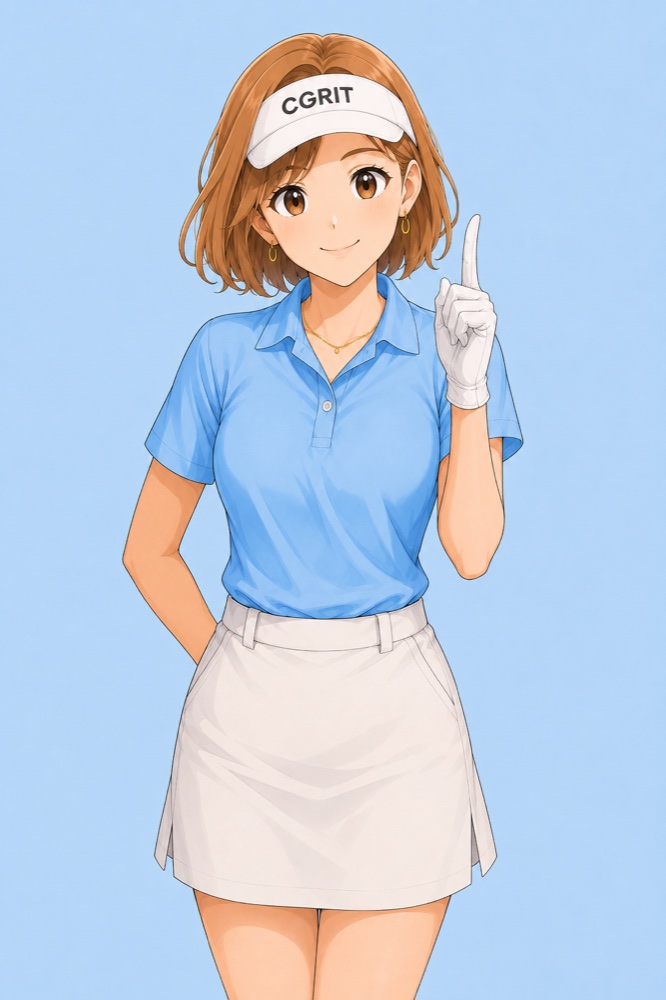 人差し指を立てて教える案内役の女性